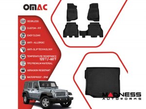 Jeep Wrangler JL Floor Liners + Cargo Liner Set - 3D Molded - Front + Rear - 4 Door (2018 - 2025)